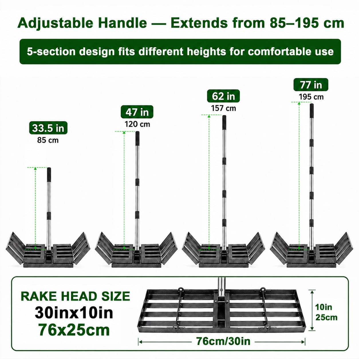 Rastrillo de jardín zen de tamaño completo mejorado, rastrillo zen japonés de madera natural de 48" mejorado para exteriores, rastrillo de madera resistente para rocas de jardín y patrones de bricol