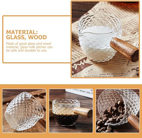 Miniatura 7 de Zerodeko Tazas de café expreso, jarra de leche para café, jarra de leche con mango de madera, vaso de chupito de espresso, jarra de leche, medición