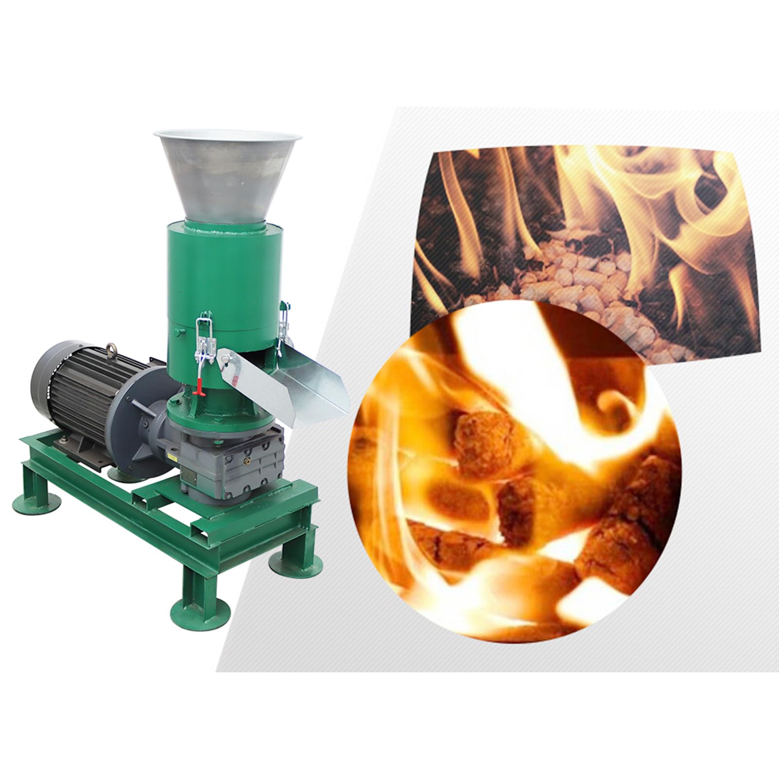 WYDDDARY Wood pellet machine 220V 6MM Holes Press Pelletizer for corn straw scales cotton stalks wood bran wood powder sawdust peanut shells rice husks with 2 Head Rollers 7500W