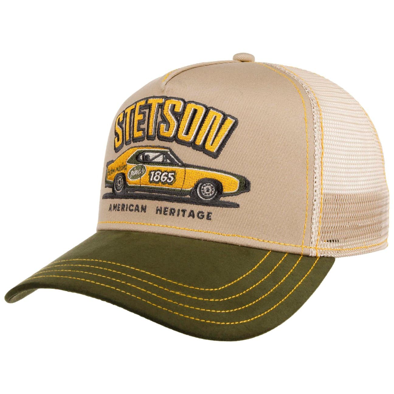 Stetson Cappellino Trucker Muscle Car Heritage Uomo - cap Berretto Baseball Mesh Snapback, con Visiera Estate/Inverno Primavera Estate Autunno Inverno