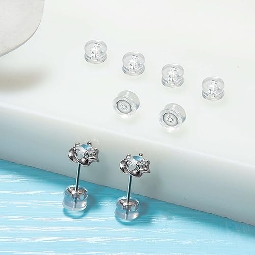 Miniatura 5 de Parte trasera de aretes, de silicona de oro de 18 quilates para tachuelasorejas caídas, bloqueo seguro para aretes pesados, no irrita,