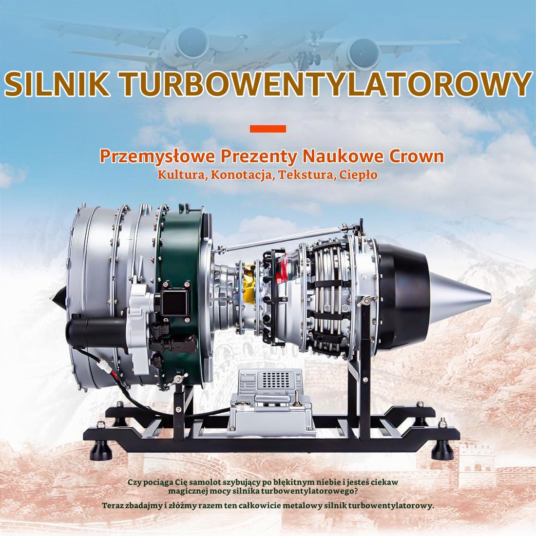 1/10 silnik spalinowy, zestaw do montażu, podwójny wirnik, osiowy turbofan, zestaw do budowy samolotu, zestaw do montażu silnika samolotu, 1000 szt. DIY, prezent na Boże Narodzenie 2024