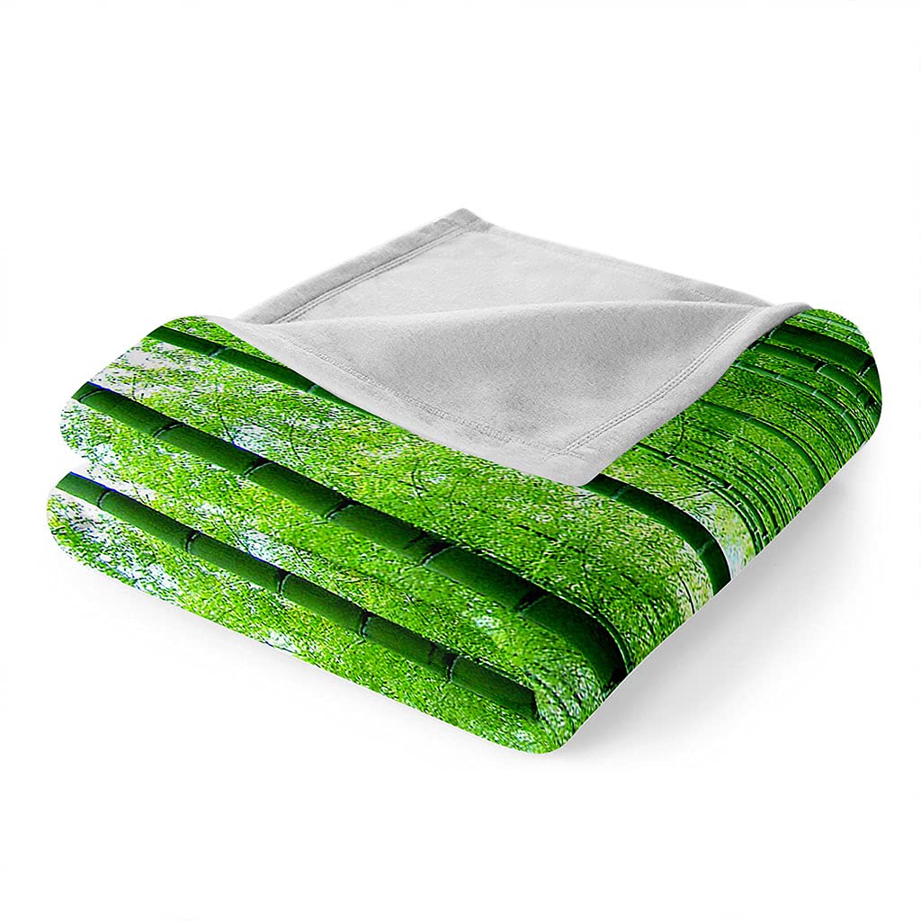 OUSIKA Coperta Pile Letto Matrimoniale 180X220Cm Bambù Verde Nella Neve Stampata Motivo, Coperte Invernale Di Flanella Morbido In Peluche Per Letto/Divano/Sedie, Leggere, Calda, Accoglienti