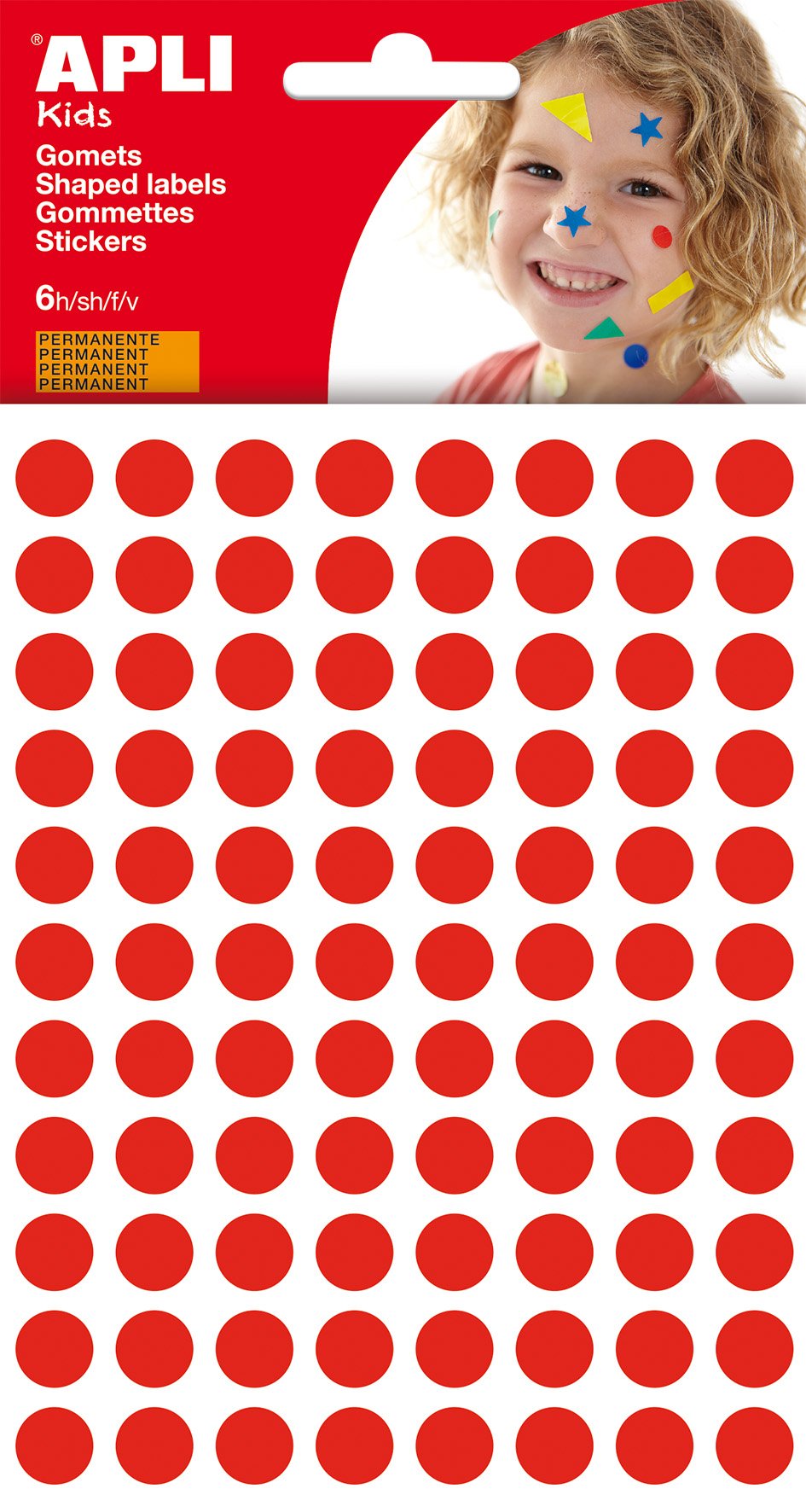 APLI Sachet de 6 gommes rondes Rouge 10 mm