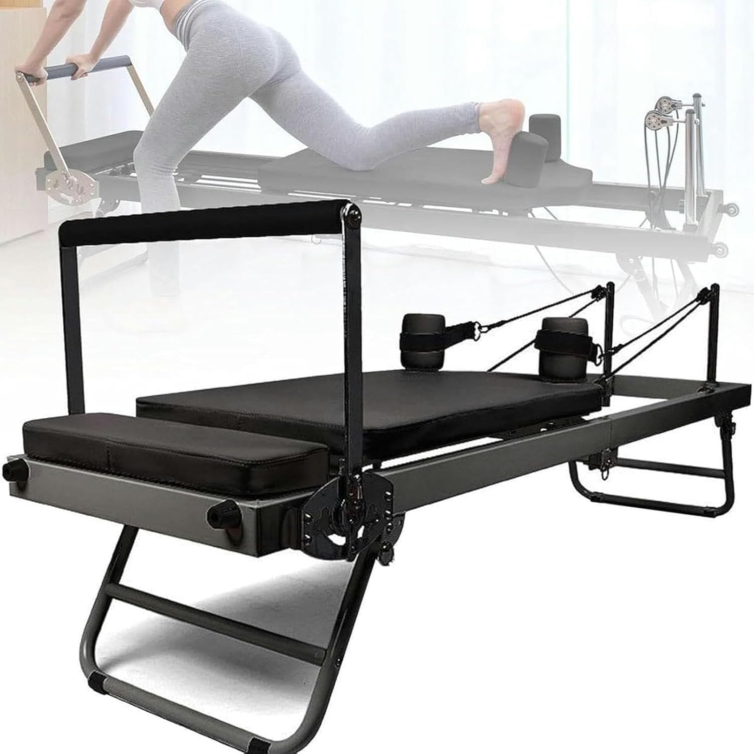 Foldable Pilates Reformer,Pilates Machine Equipment,Gym Workout and Home Use, Pilates Reformer Machine with Springs