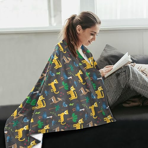 Miniatura 6 de Cute Animals Seamless Pattern Throw Blanket Flannel Comfy Spring Flannel Blanket 60"x90" for Couch Sofa Living Room Camping Adults Kids Sofa Throw