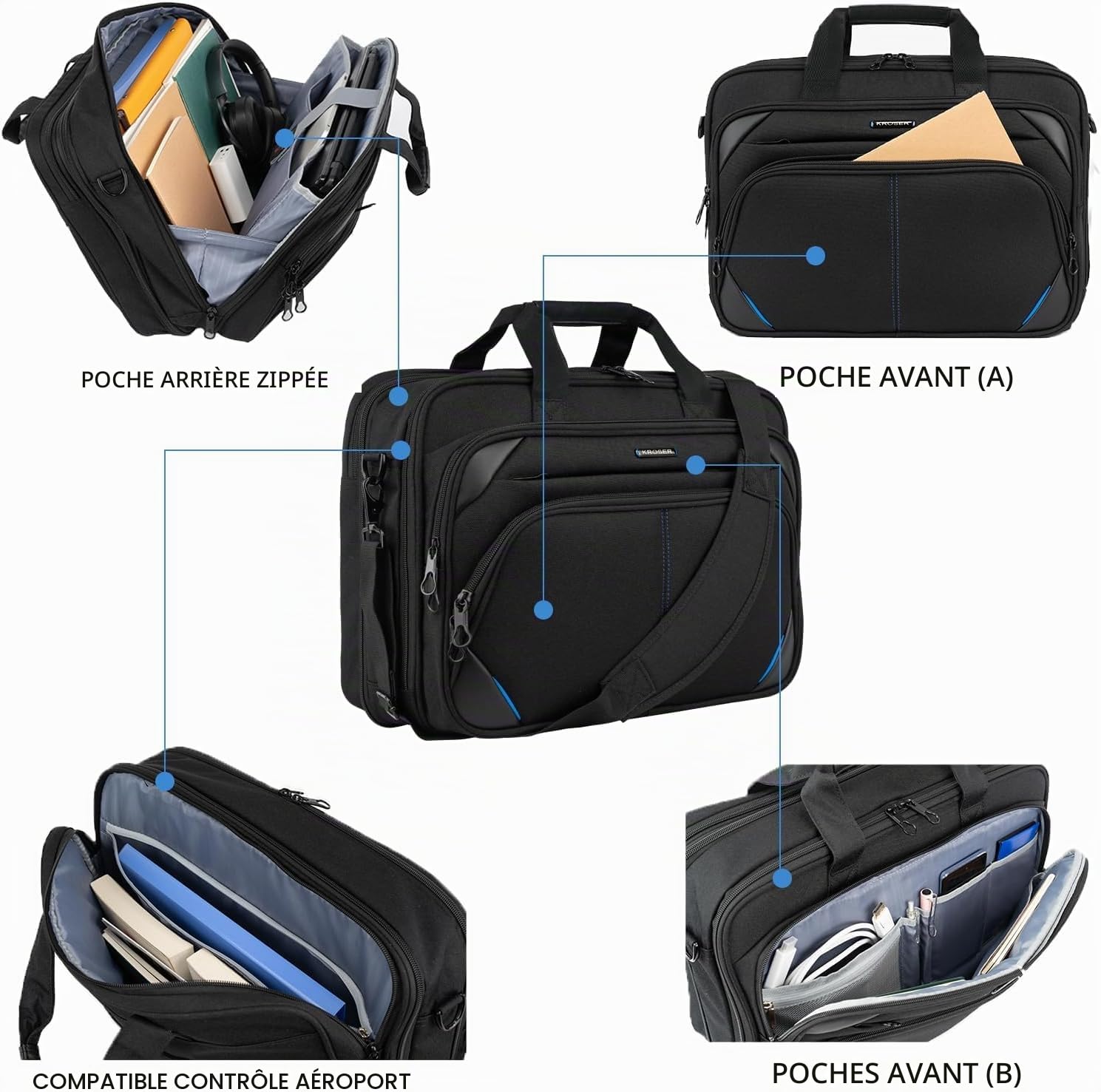 KROSER Sacoche pour ordinateur portable 15,6"