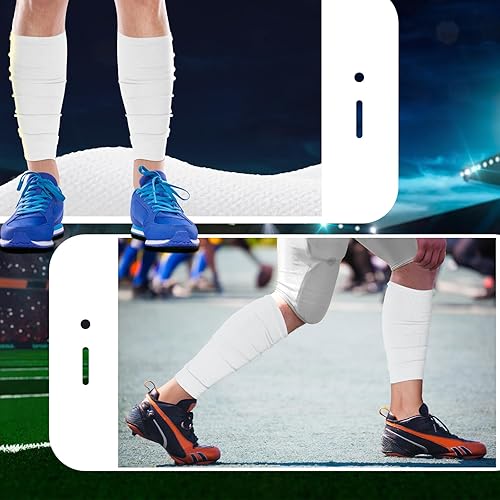 Miniatura 5 de Panitay 4 pares de mangas de pierna para acompañar calcetines de compresión de pantorrilla para fútbol, fútbol, baloncesto, combina con tu equipo