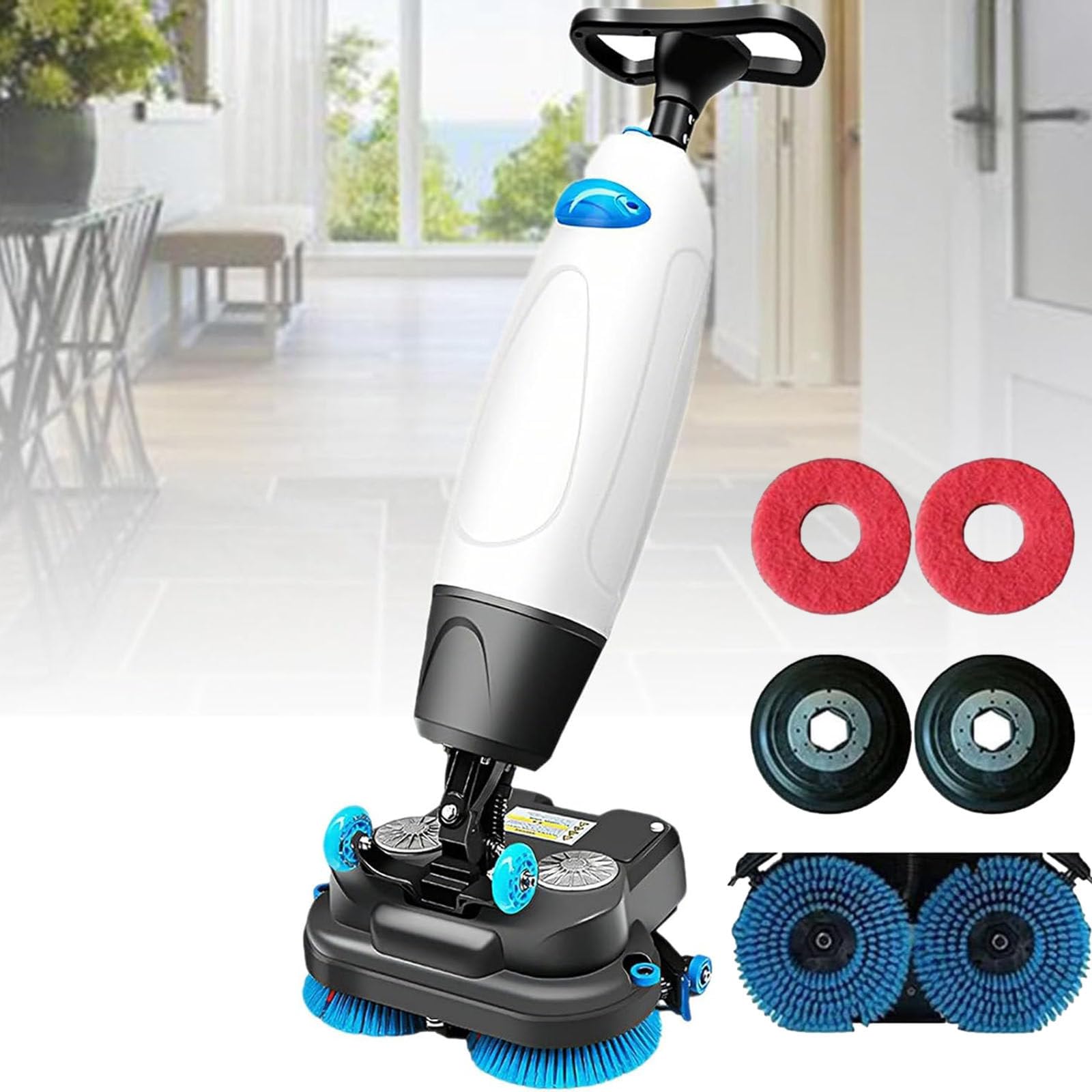 Depurador de suelos inalámbrico con 2 cepillos motorizados, tanques de 4L/6L, limpieza profunda de 240 RPM para azulejos y suelos duros