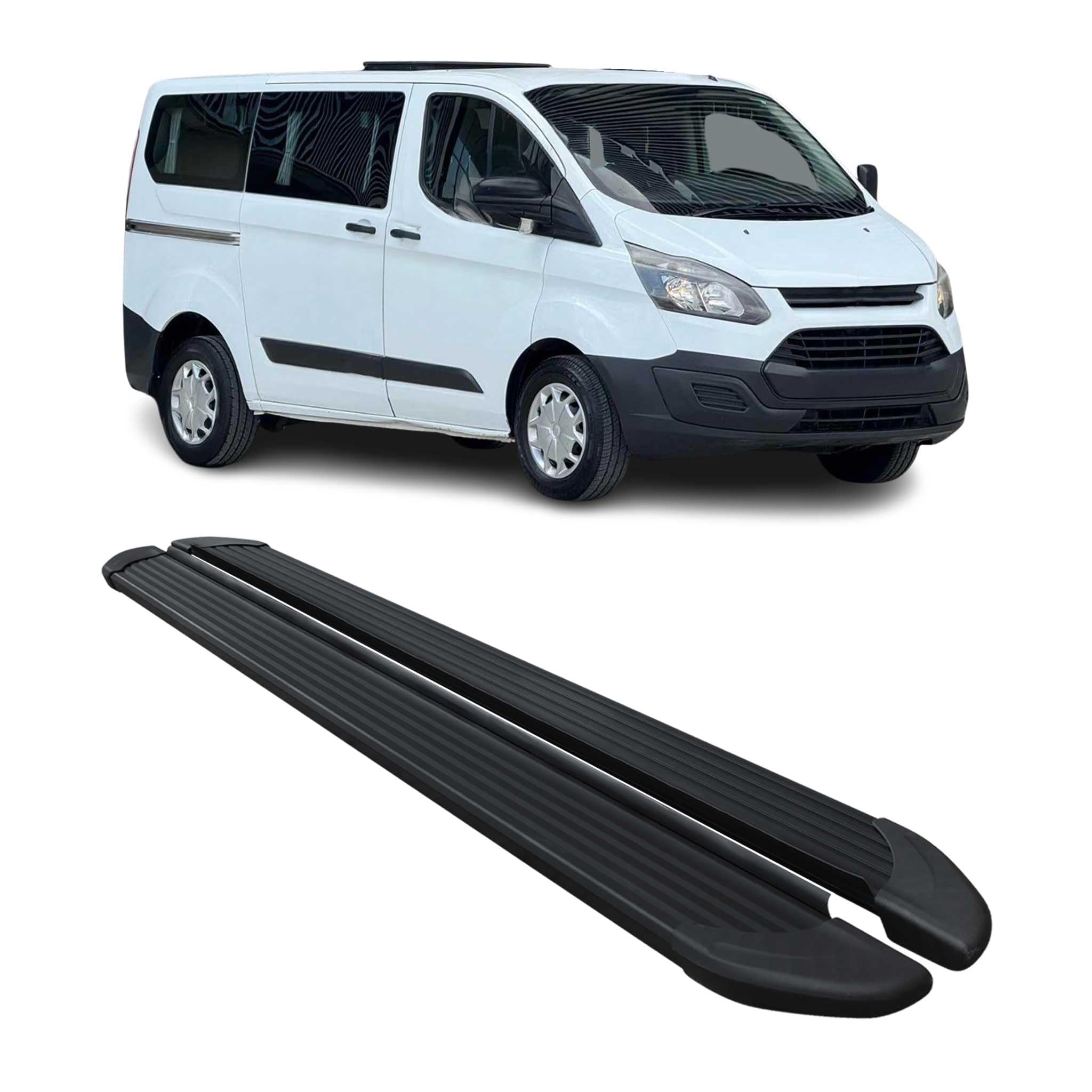 Marchepieds Latéraux pour Ford Transit Custom I 2012-2023 L1 Court Noir Aluminium