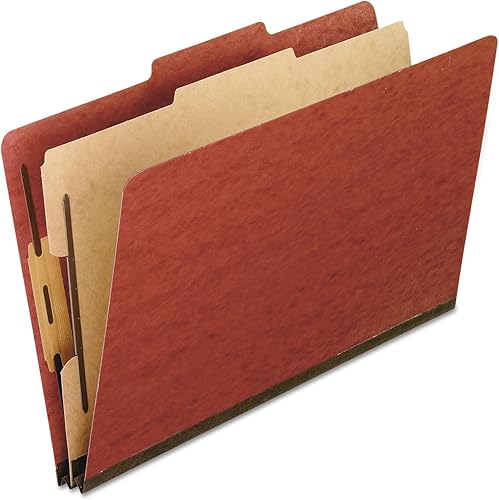 Pendaflex 2157R Carpetas de cartón prensado de cuatro secciones, legal, 2/5 pestañas, color rojo (caja de 10)