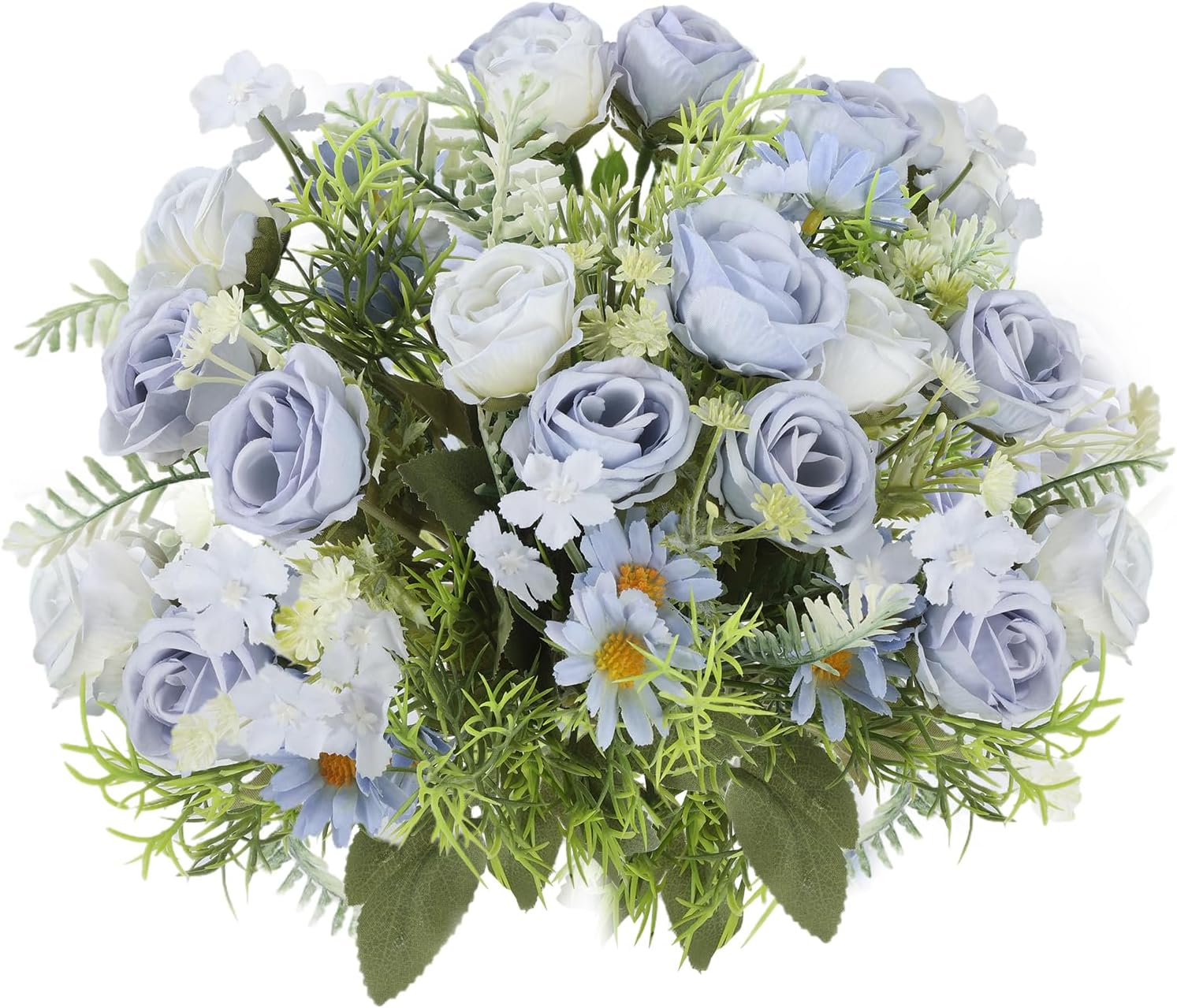 3 Pack Artificial Flowers Bouquet Fake Flowers Plants Blue Faux Flower Arrangements for Wedding Home Centerpieces Decor