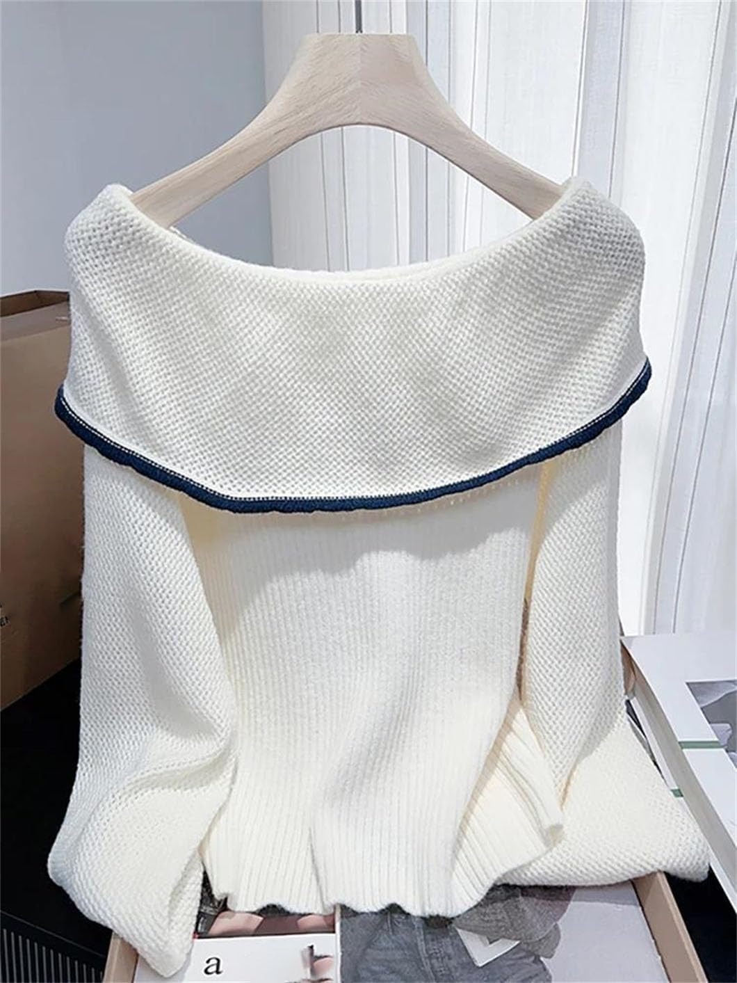 Women's Large Lapel Collar Knitwear Solid Color Loose Long-Sleeve Fall Winter Sweater