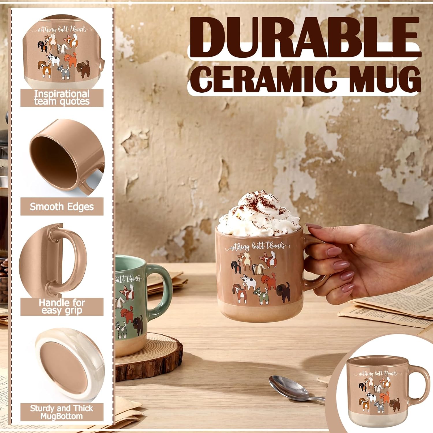 Meanplan 10 Pcs Veterinarian Gifts 13 oz Cute Dog Coffee Mugs Nothing But Thanks Veterinarian Gifts Bulk for Veterinary Medicine Assistant Nurse Students Pet Lover (Boho)