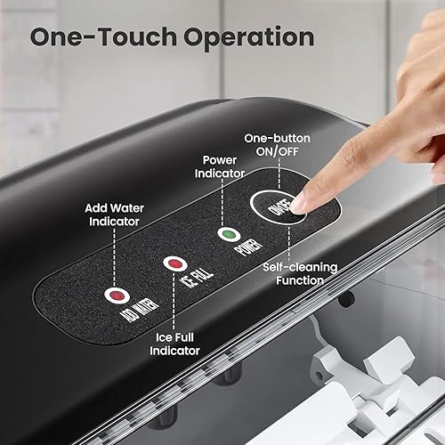 Vista 33 de Crzoe - Máquina de hielo con asa para encimera, 26 libras/24 horas, 9 cubitos listos en 6 minutos, función de autolimpieza, con cuchara de hielo