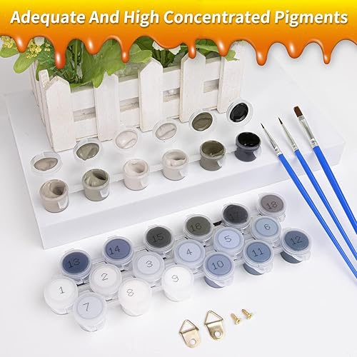 Miniatura 4 de RAOHEVU Pintura por números para adultos principiantes  Kits de pintura "Colorful Trees Grey" por números (16 x 20 pulgadas) con pintura acrílica y