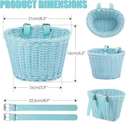 Miniatura 9 de Mini cesta tejida para bicicleta para manillar de bicicleta para niña y niño para scooter, varios colores (azul)