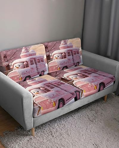 Miniatura 10 de Fundas de cojín para sofá con diseño de muñeco de nieve de Navidad, funda elástica para sofá con parte inferior elástica, diseño de copo de nieve y