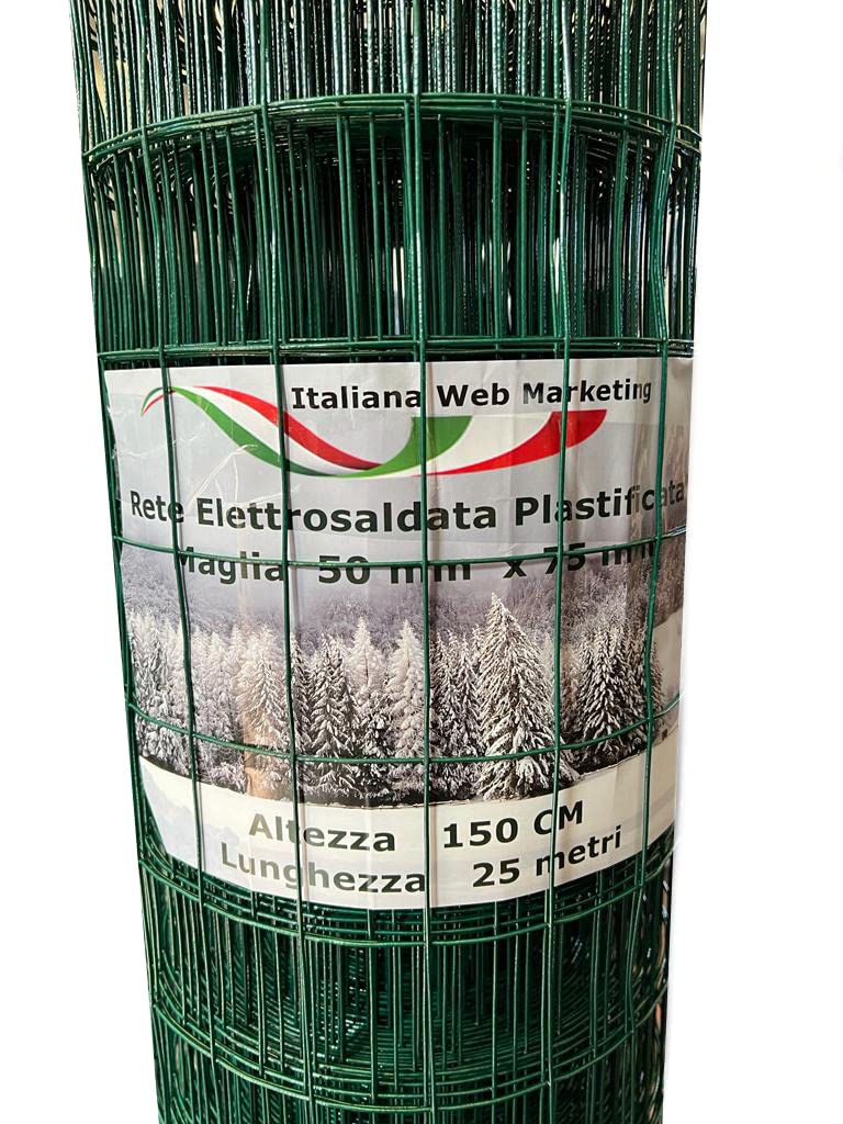 Rotolo Rete Metallica Zincata Plastificata 25 m per Recinzioni da Giardino e Cortili (altezza 200 cm)