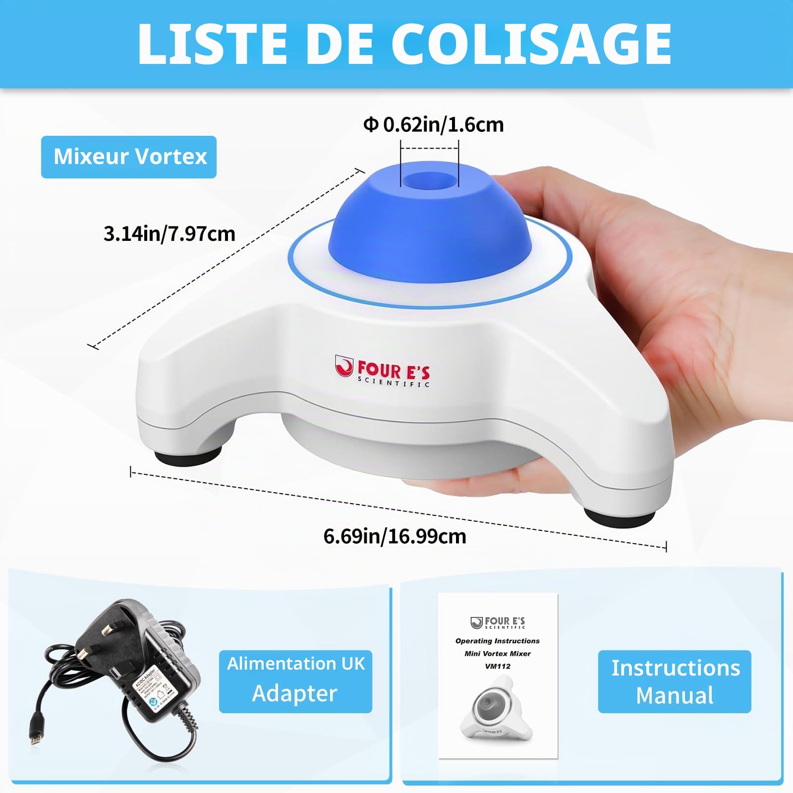 Mini Agitateurs Vortex 5600rpm Mélangeur Vortex de Laboratoire Mélangeur de Peinture 6mm Vortex Mixer pour Tubes à essai Peinture acrylique à ongles