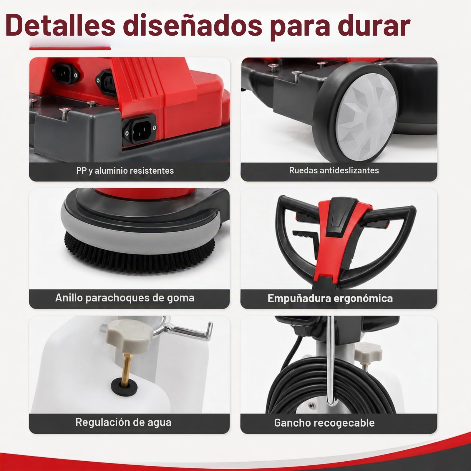 Máquina de limpieza eléctrica de disco único de 1100 W, cepillo multifunción, limpiador de suelos con 4 funciones principales, pulidora de suelos con depósito de agua grande