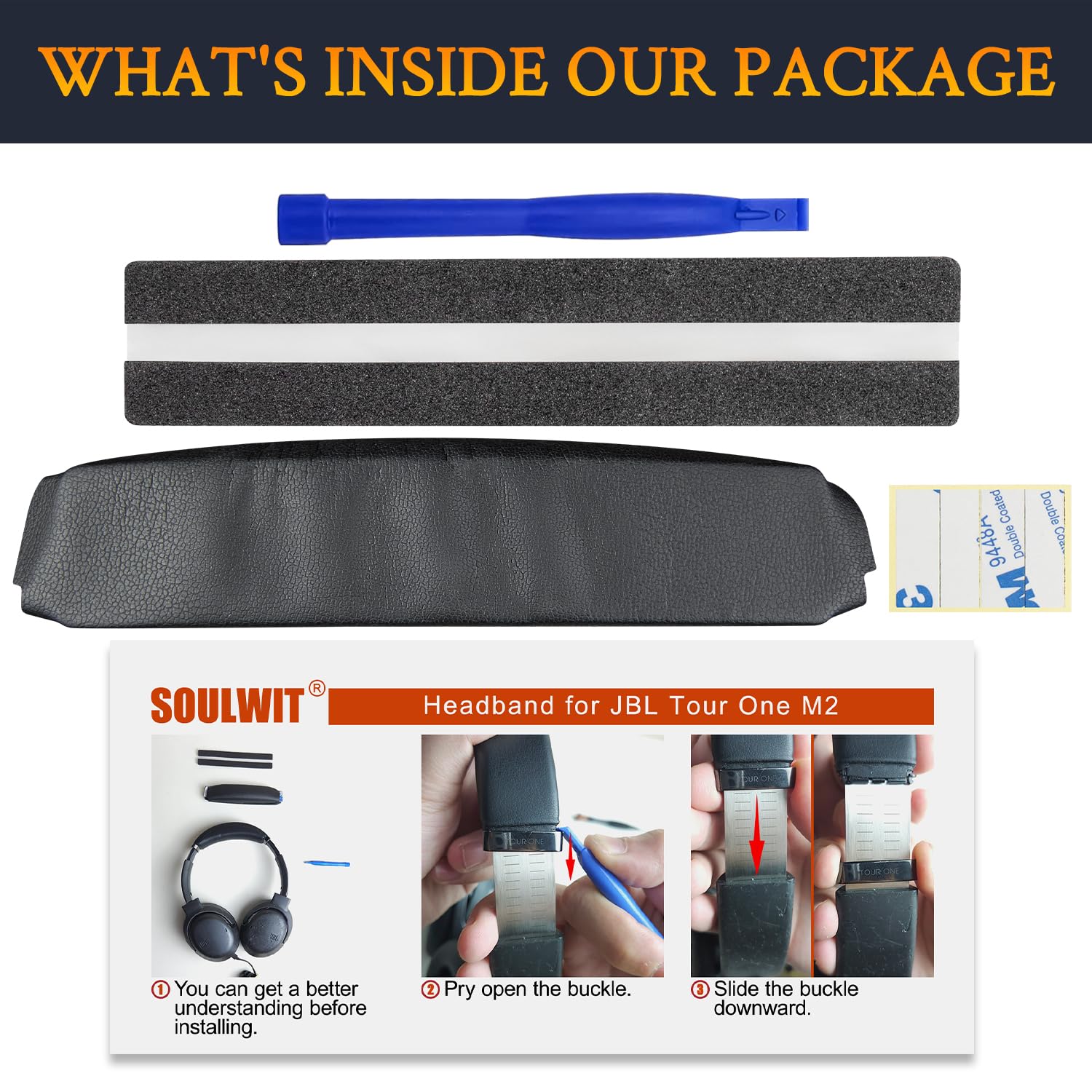 SOULWIT Bandeau Couverture pour JBL Tour One/Tour One M2/Tour One M3 Casque, Pièce de Rechange pour Headband