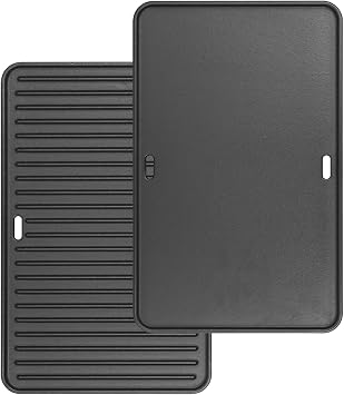 DELSbbq 16"x10" Reversible Cast Iron Griddle for Weber Go-Anywhere Grills | Portable Griddle Plate for Charcoal & Gas Go-Anywhere, Heavy-Duty Cast Iron Replacement for Weber 80631 67195,for Camping BBQ