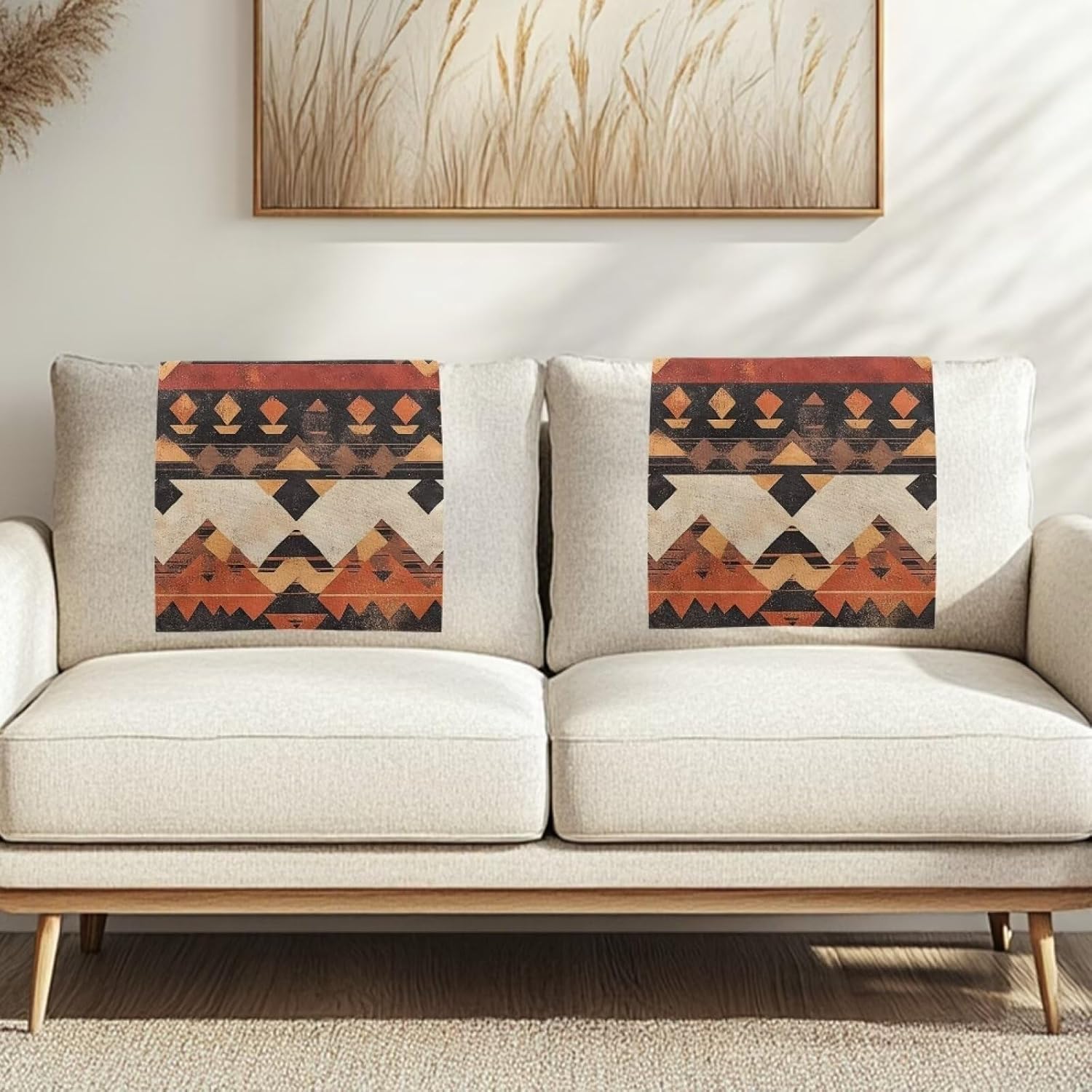 Aztec Pattern Recliner Headrest Cover Pet Scratch Resistant 2 Pack Couch Headrest Covers Non Slip Sofa Head Rest Covers for Home Decor