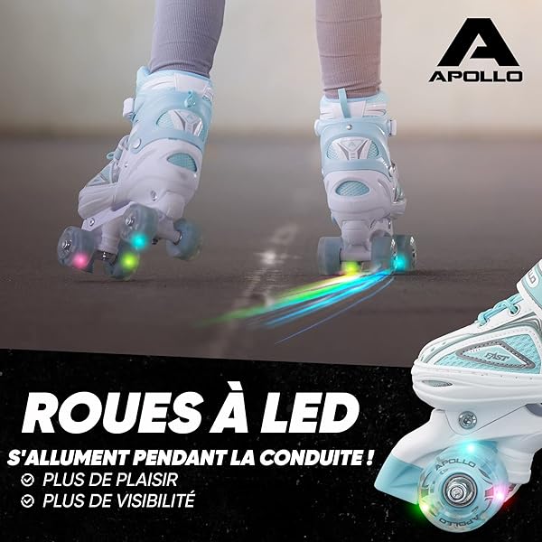 Apollo Super Quad X Pro, Patins à roulettes LED pour Enfants et Adolescents, idéal pour Les débutants, Patins à roulettes Confortables pour Les Filles et Les garçons. - 3