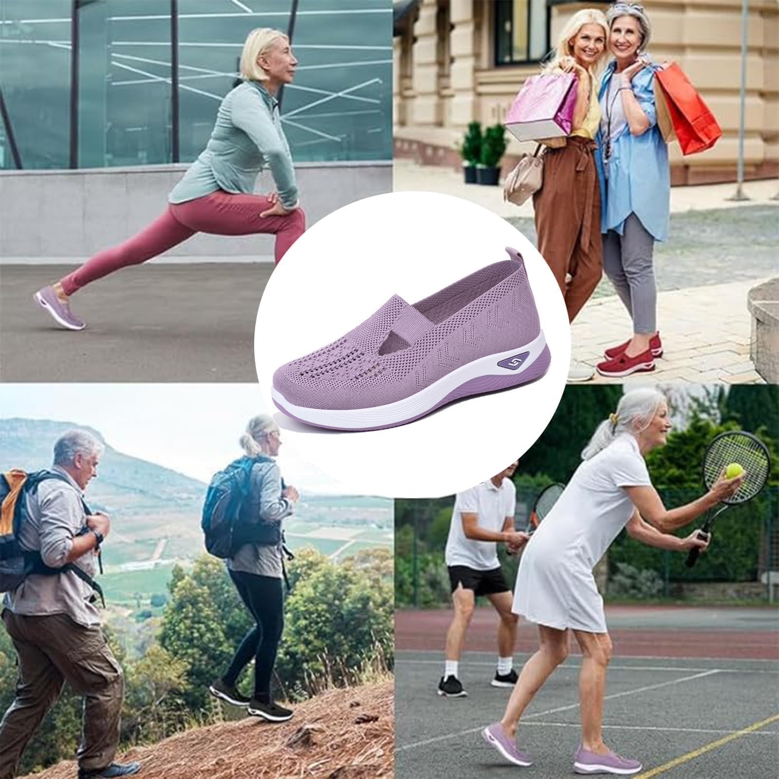 Scarpe Donna Ortopediche Sneakers Slip On Comode Senza Lacci per Alluce Valgo e Fascite Plantare Traspiranti Leggere con Cuscino Aria Scarpe da Ginnastica Camminata Pianta Larga Basculanti Lavoro