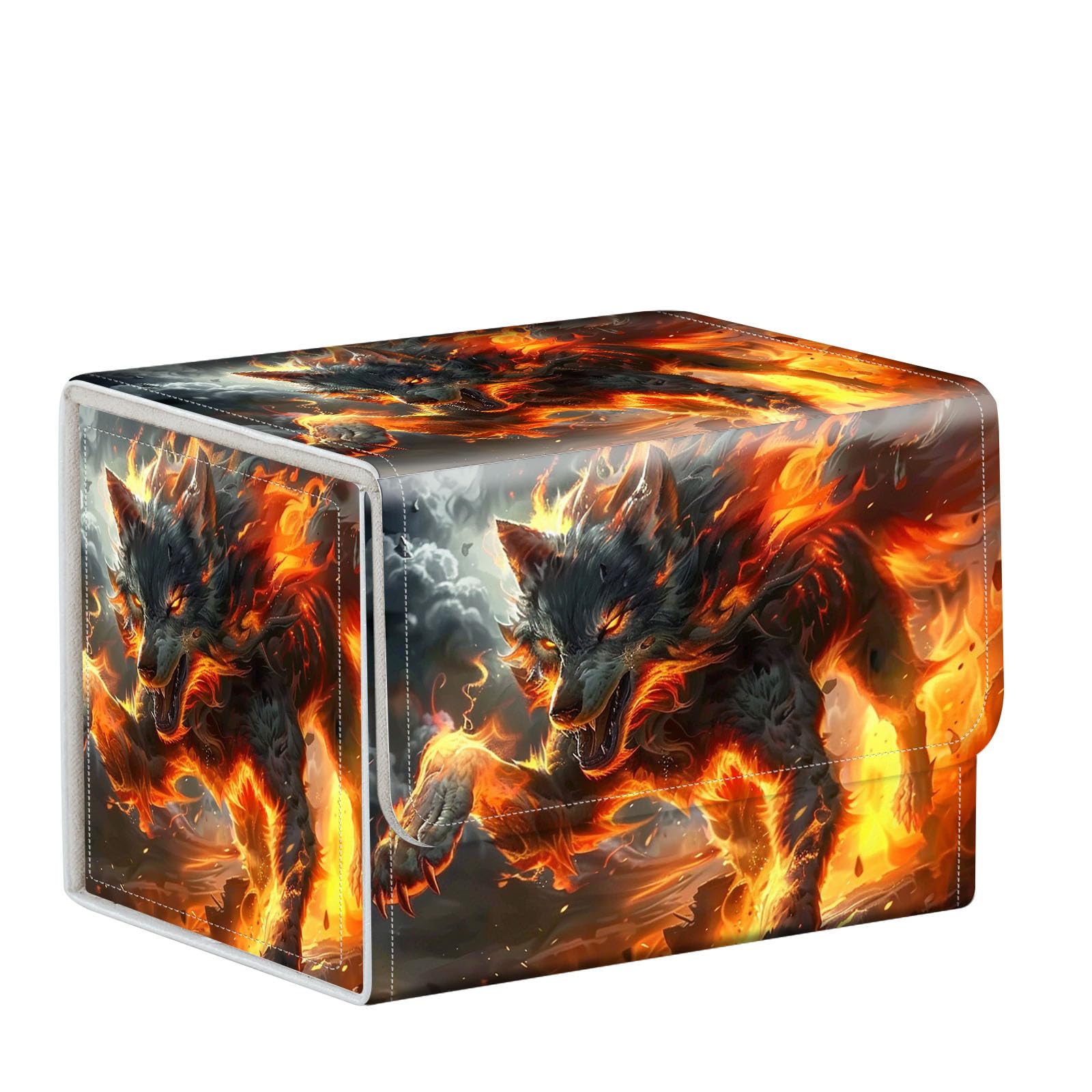 ETLKJVBL Premium for Mtg Commander Deck Box for Anime Card Sleeves, Stylish Card Deck Case for Mtg Card Sleeves, Trading Card Storage Box - for Mtg Deck Box, Firestorm Wolf