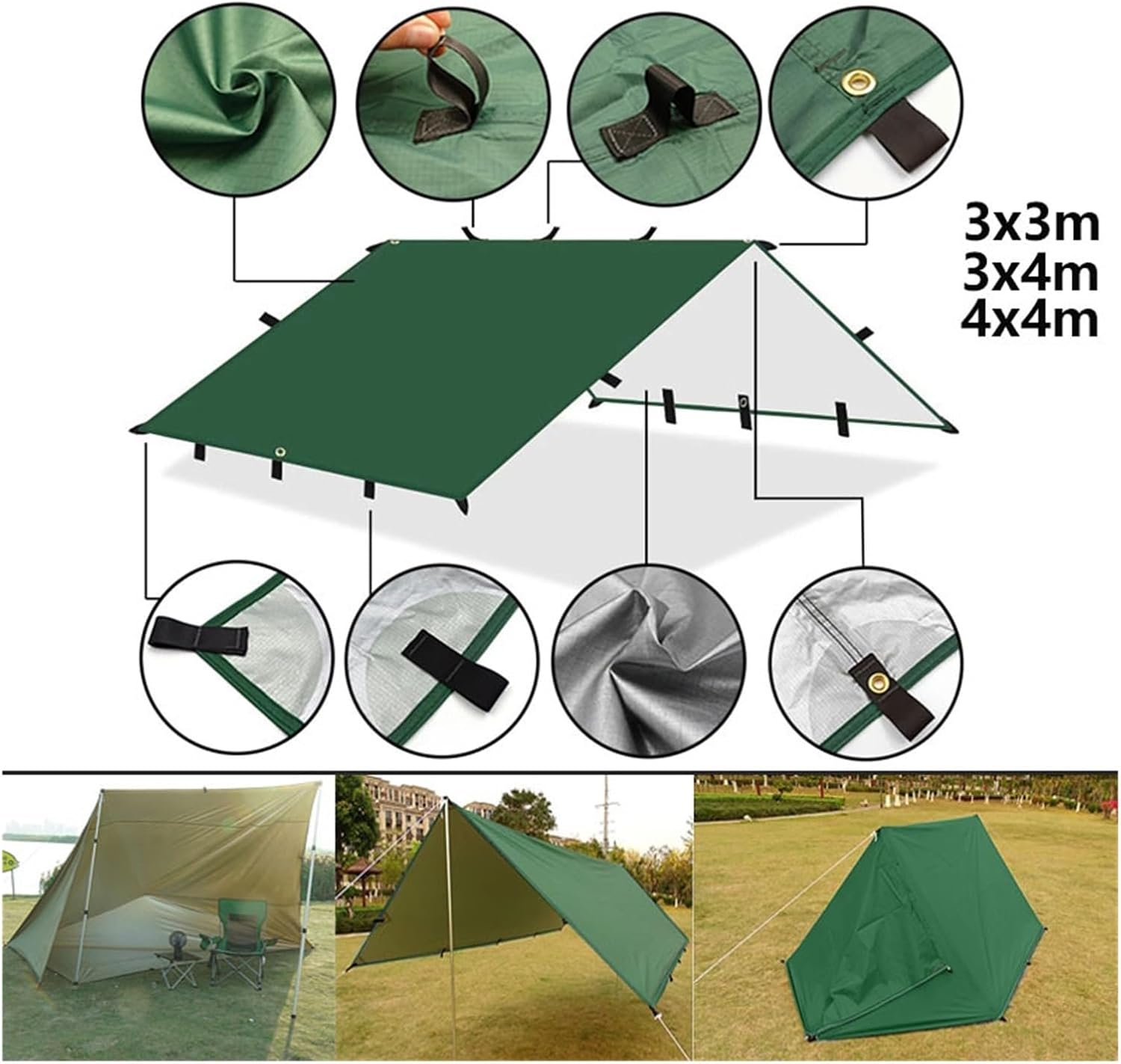 ポイントテントタープサバイバルサンシェルターシェードキャノピーアウトドアバックパッキング防水キャンプオーニングサンシェードに対応(3