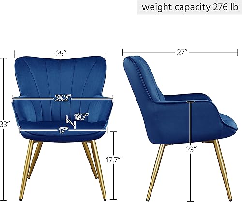 Miniatura 3 de Topeakmart Silla decorativa de terciopelo, silla de barril moderna y de mediados de siglo, silla de maquillaje con acolchado suave y respaldo alto