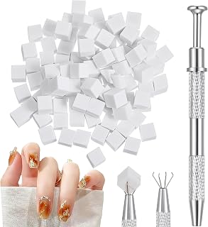 100 Pieces Nail Art Sponges, Nail Art Sponge Brushes with Metal Grippers, Manicure Gradient Nail Art Fungus, Nail Design Accessories, Sponge Brushes, for DIY Nails, Nail Design