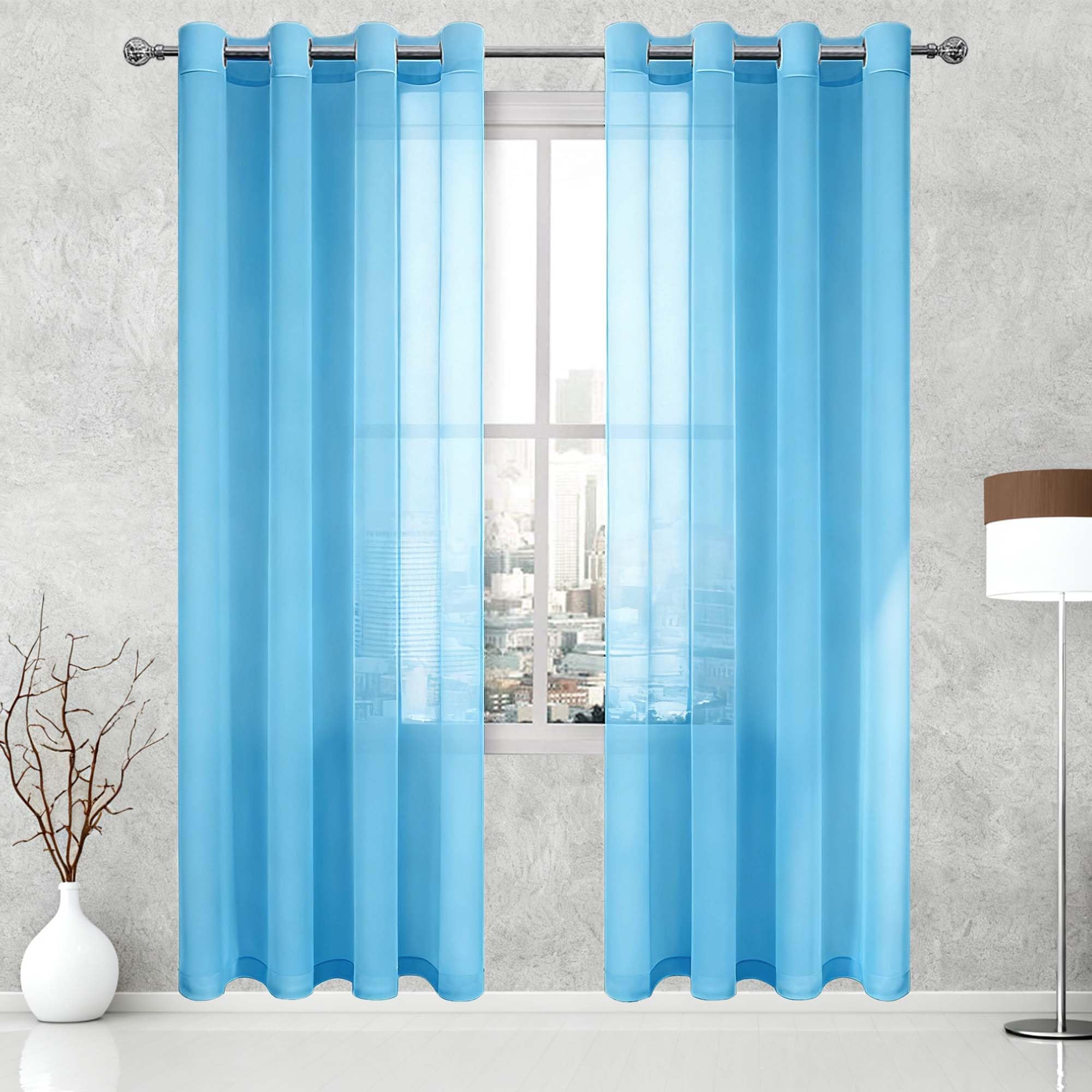 Voilage salon bleu ciel rideau transparent pour tamiser la lumière du balcon au dressing