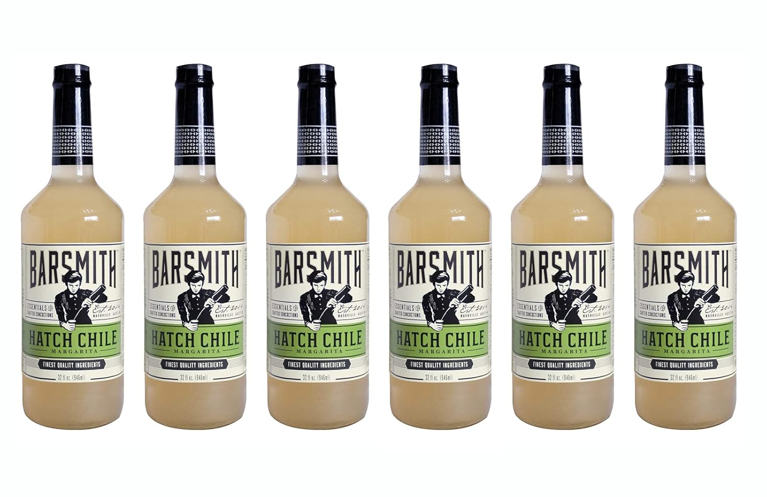 Barsmith Bar Essentials Hatch Chile Margarita Mix, Perfect Blend of Citrus Flavor and Hatch Chile Heat, 32-oz. Bottle, Pack of 6