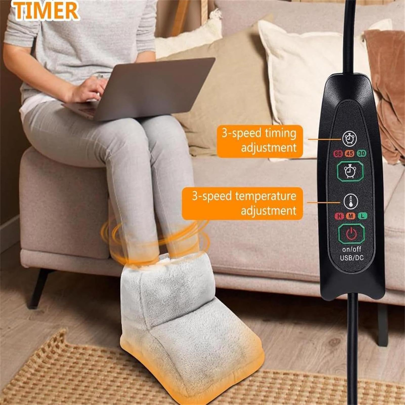 Scaldapiedi elettrico riscaldato con 3 impostazioni di temperatura, pantofole calde per piedi in peluche, comodo poggiapiedi riscaldato, portatile, morbido, invernale, per donne, uomini, casa e