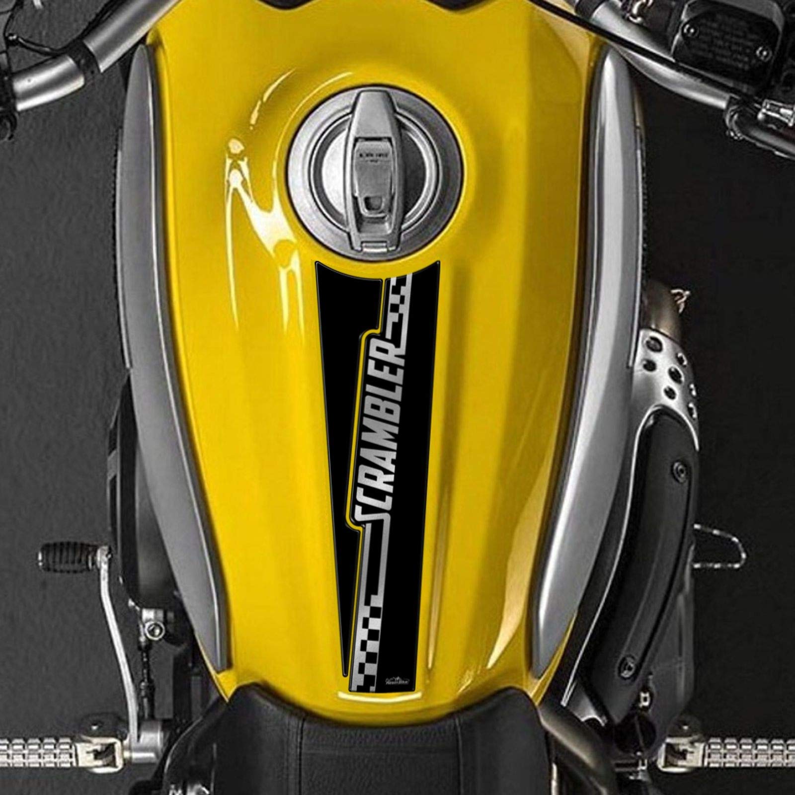 Paraserbatoio Adesivo In Resina 3D Per Ducati Scrambler V3 – Protezione Serbatoio, Made In Italy, Effetto Rilievo