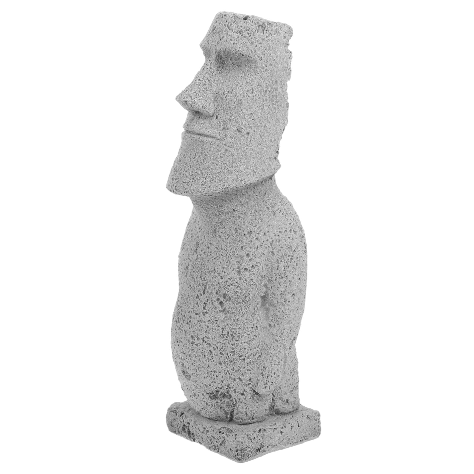 ULTECHNOVO 2 Pièces Statue Moai simulée île de Pâques Ornement décorations d'aquarium Sculpture Pierre Aquarium Moai Statue Moai sous-Marine Aquarium orner grès Grey