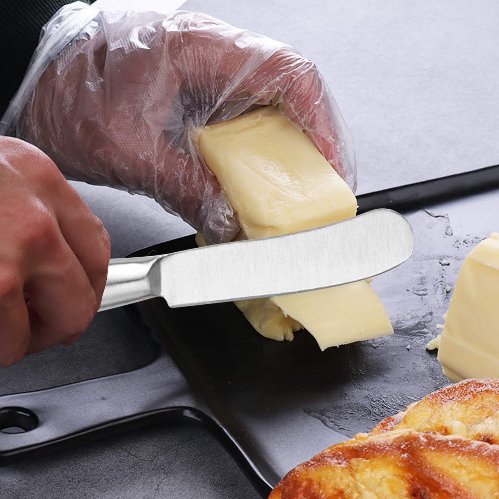 VANRA 4-tlg. Buttermesser-Set Edelstahl-Besteck-Sets Käsemesser-Set Käse-Frühstücksmesser mit glatten Kanten,Silber