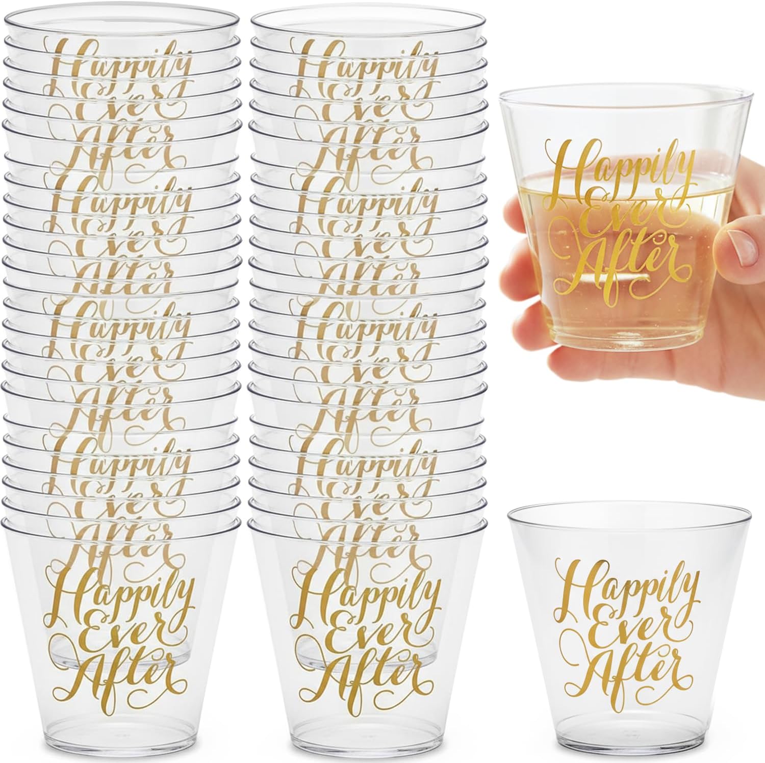 Fun Express Happily Ever After Clear Plastic Tumblers - Party Supplies - 50 Pieces