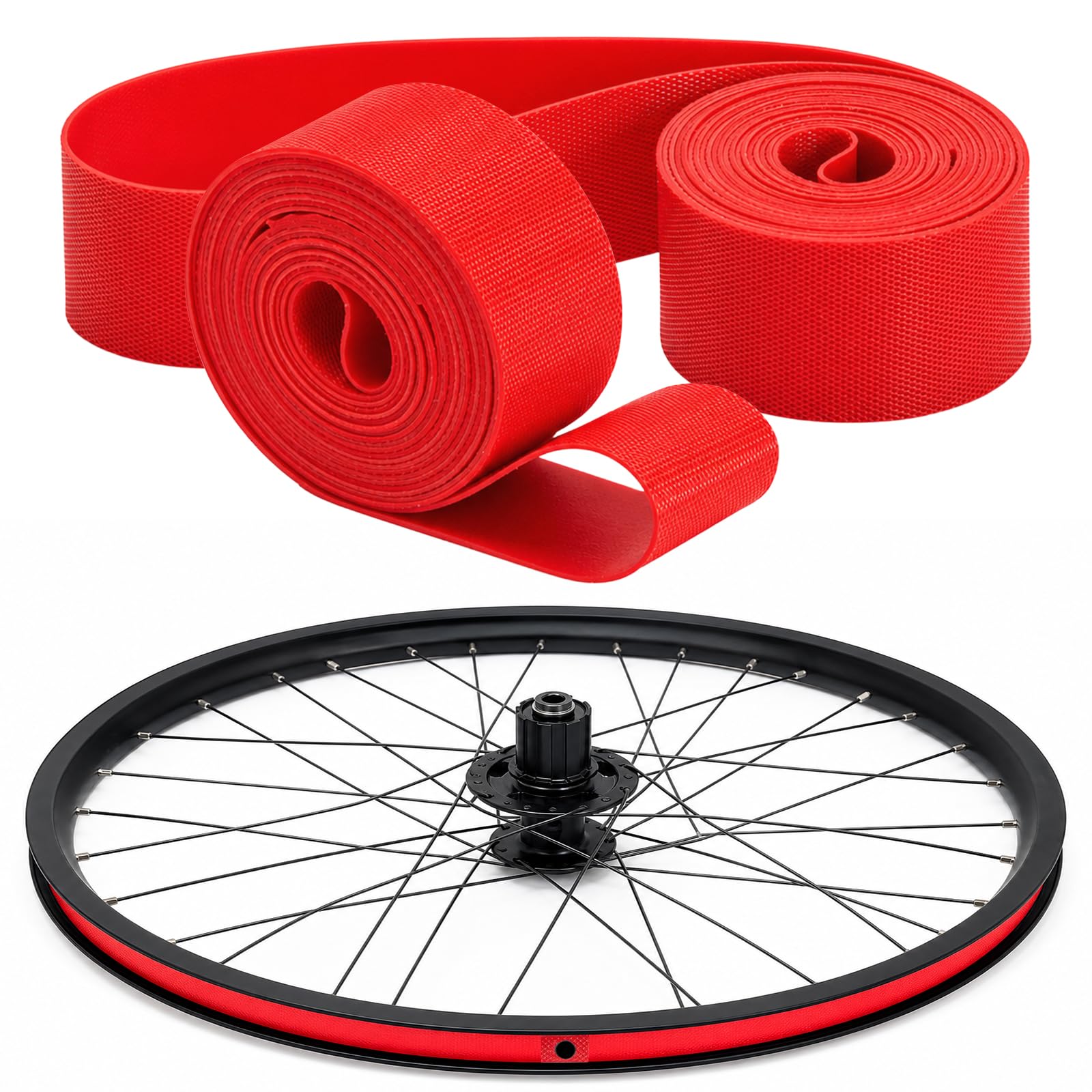 2 Pack Bicycle Rim Liner Rim Tape 26 Inch Bike Rim Strip, High Pressure & Puncture Resistant Tire Liner for Inner Tube Protection, Fits Mountain & Road Bikes, PVC Rim Protector