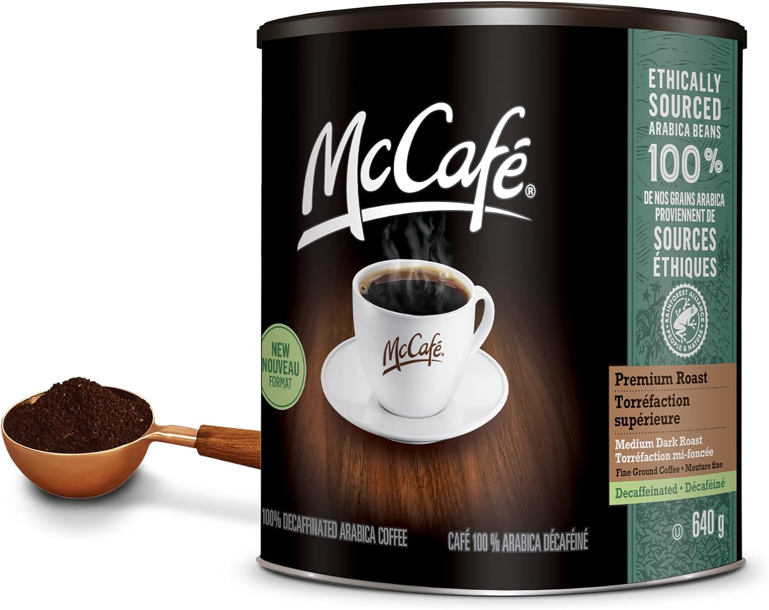McCafe Premium Dark Roast Decaf Ground Coffee, 640g, Can Be Used With