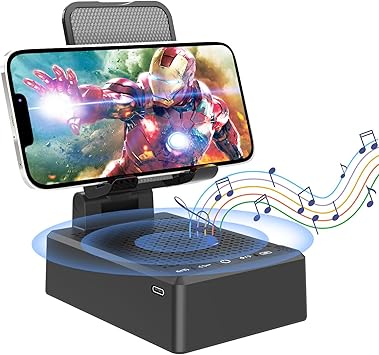 Birthday Gifts for Mother Father ,Cell Phone Stand with Wireless Bluetooth Speaker and Antislip Base HD Surround Sound for Home and Outdoors with Bluetooth Speaker for Desk Compatible with iPhone