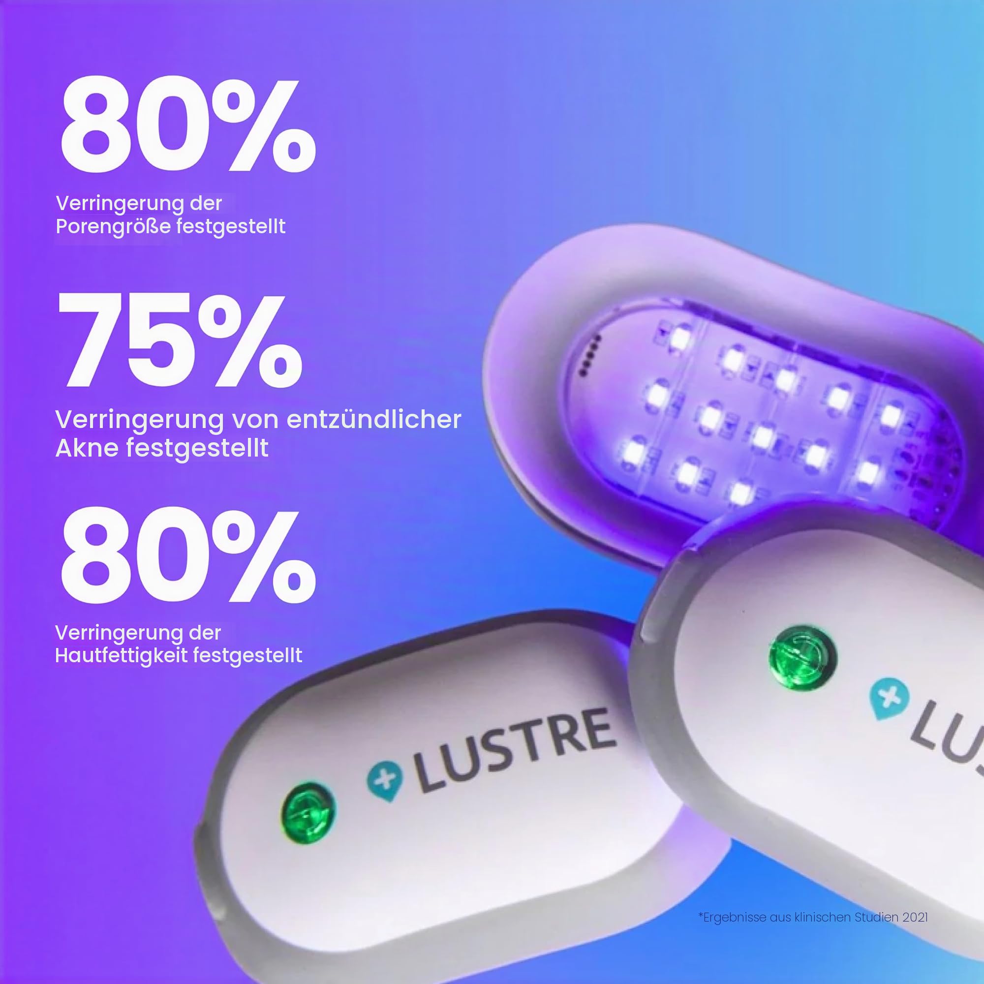 LUSTRE Solo Blue Light Akne-Behandlungsgerät, UV-frei & drahtlos | Für Akne, Pickel und Unreinheiten
