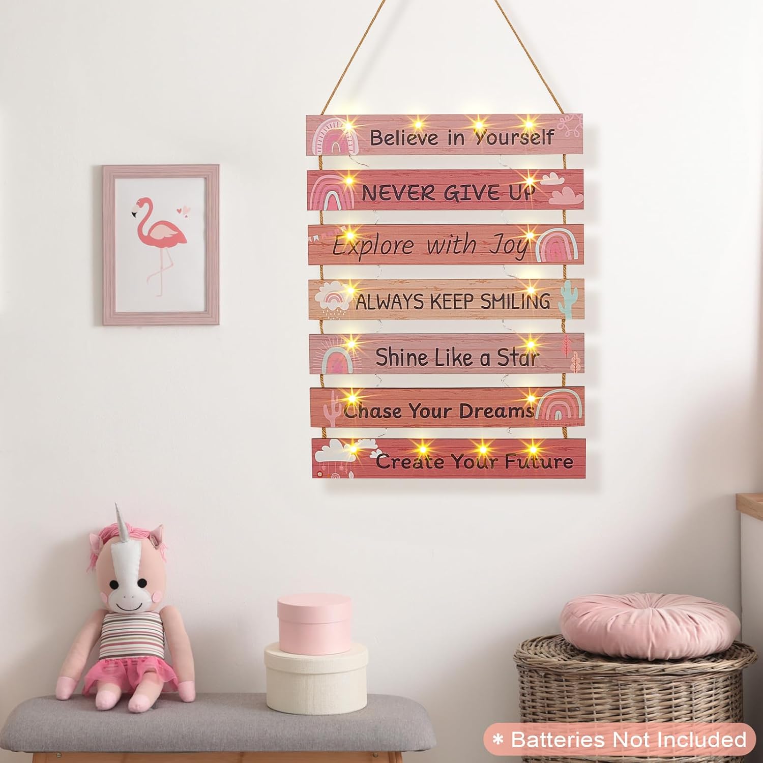 FIOBEE Girls Room Décor for Teen Girls Boys with LED Light