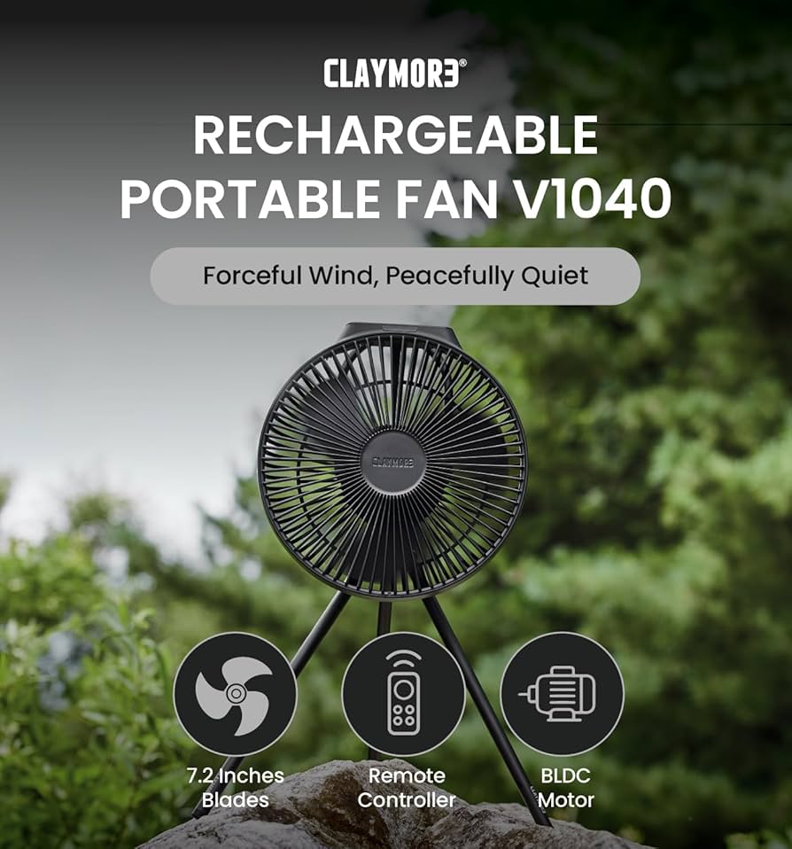 Amazon.com: Claymore V1040 Black Rechargeable Portable Fan