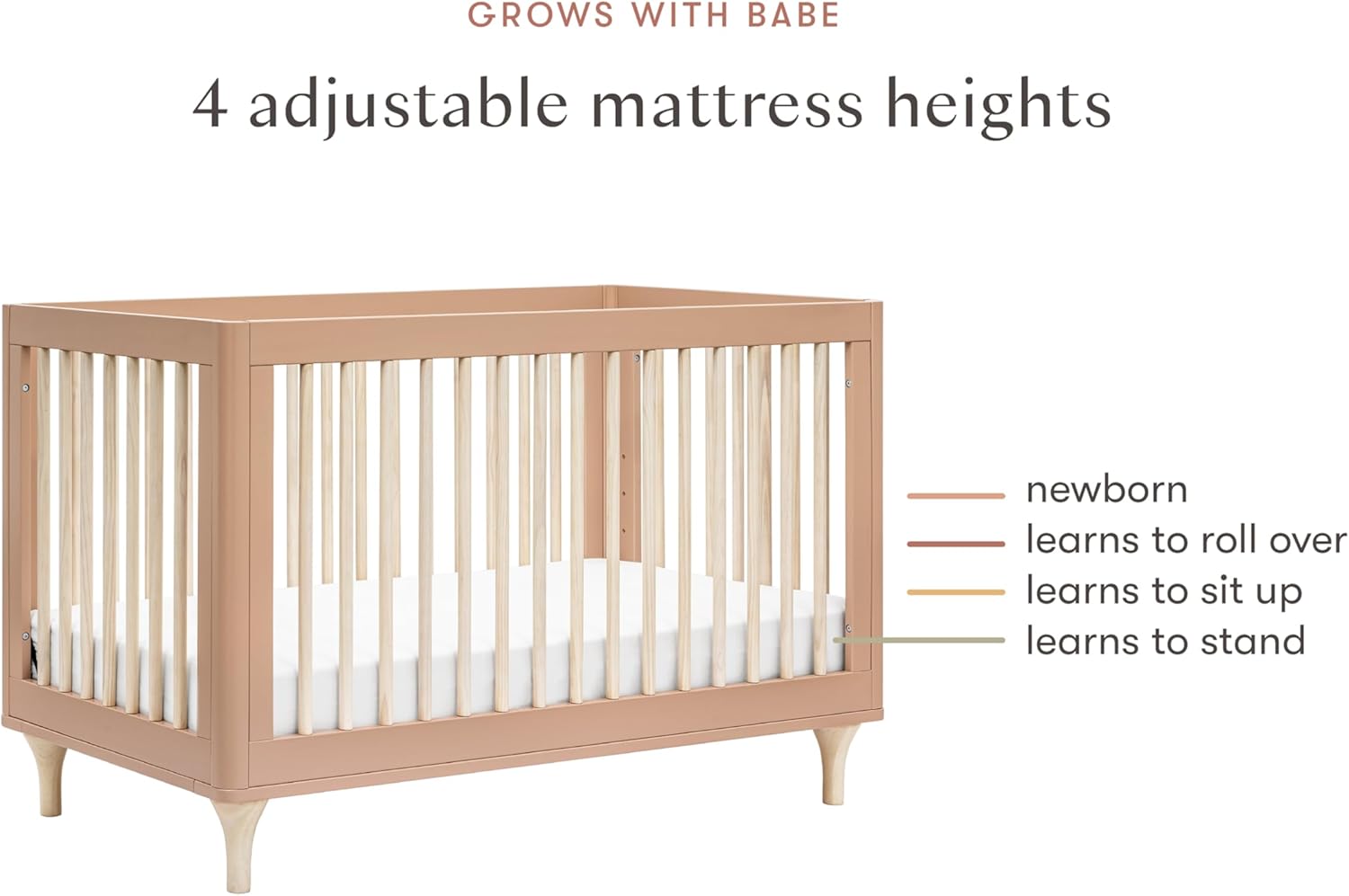 Babyletto Lolly 3-in-1 Convertible Crib with Toddler Bed Conversion Kit in Canyon/Washed Natural, Greenguard Gold Certified