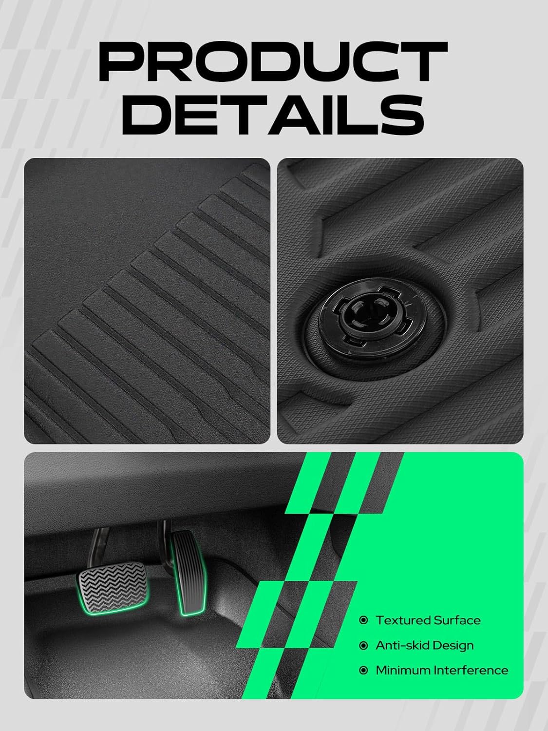 YHTAUTO Floor Mats & Cargo Mat Fit for Ford Expedition EL & Lincoln Navigator L 2011-2017 (w/2nd Row Bench Seats Center Console), 1st & 2nd & 3rd Row & Trunk Mat, Set of 5 - Image 7