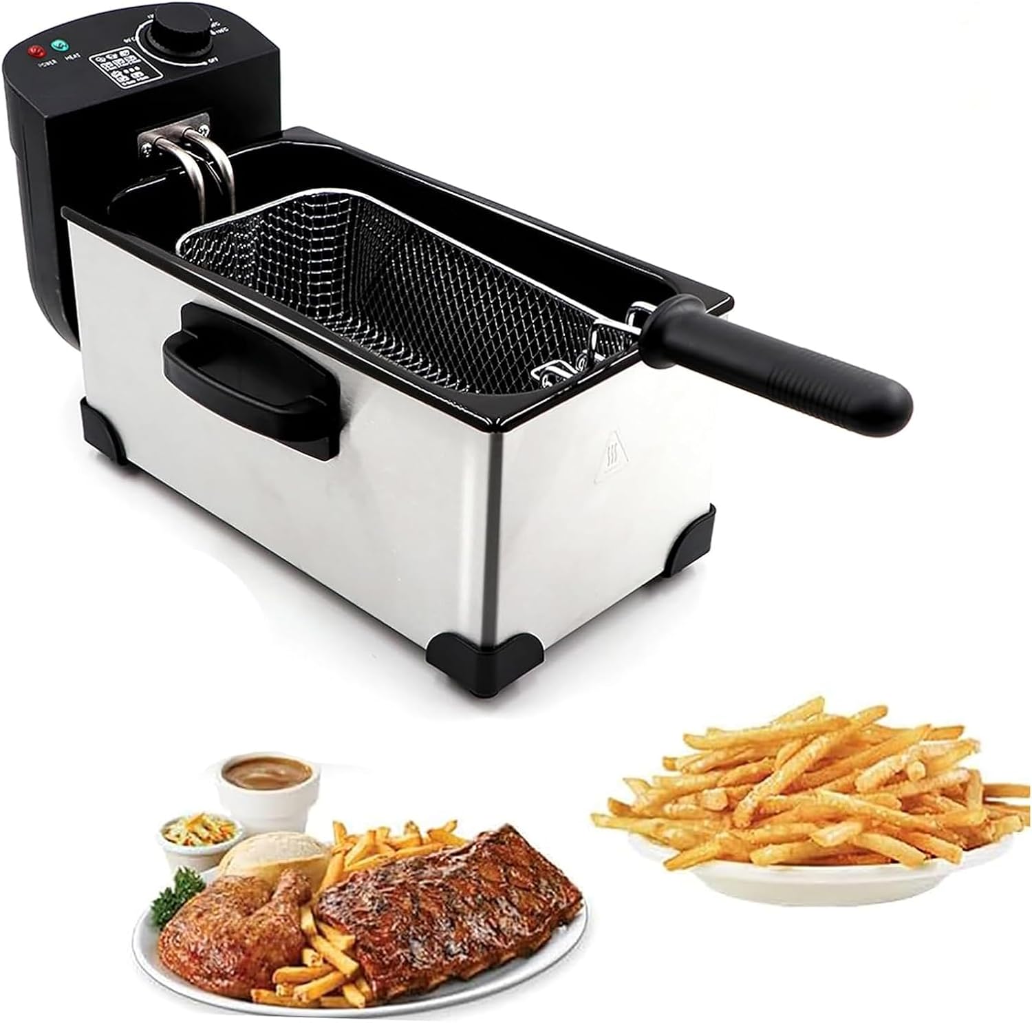 3.5 Liter Electric Oil Fryer, 2000W Deep Fryer with Adjustable Temperature Knobs and Stainless Steel Basket, for Home Kitchen, Restaurant